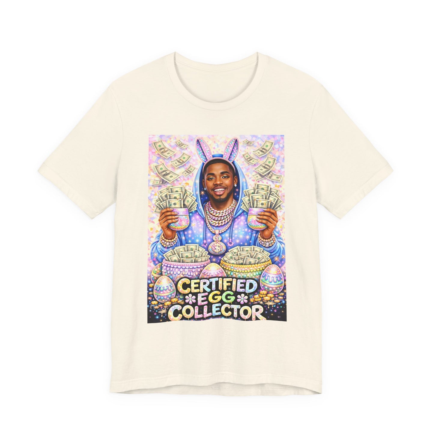 Certified Egg Collector T-Shirt — Funny Easter Bunny Money Graphic Tee