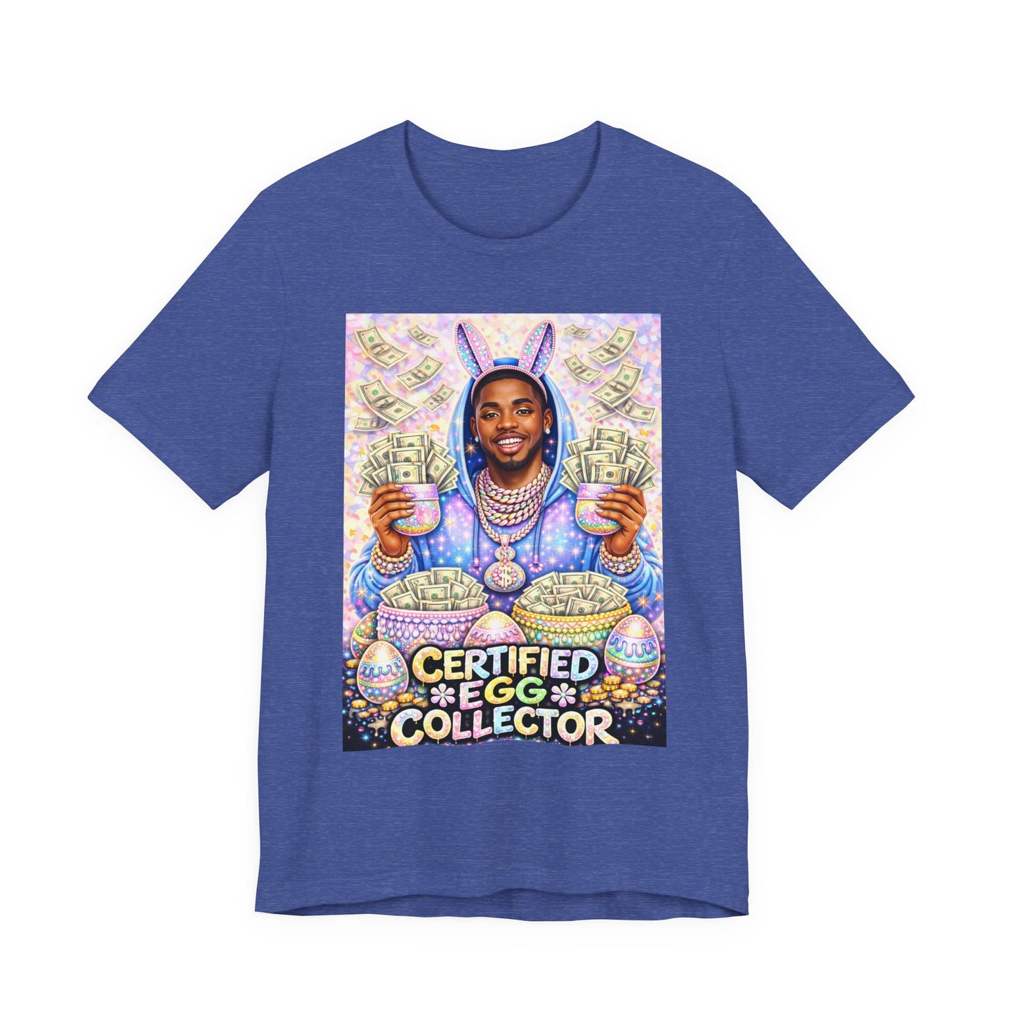 Certified Egg Collector T-Shirt — Funny Easter Bunny Money Graphic Tee