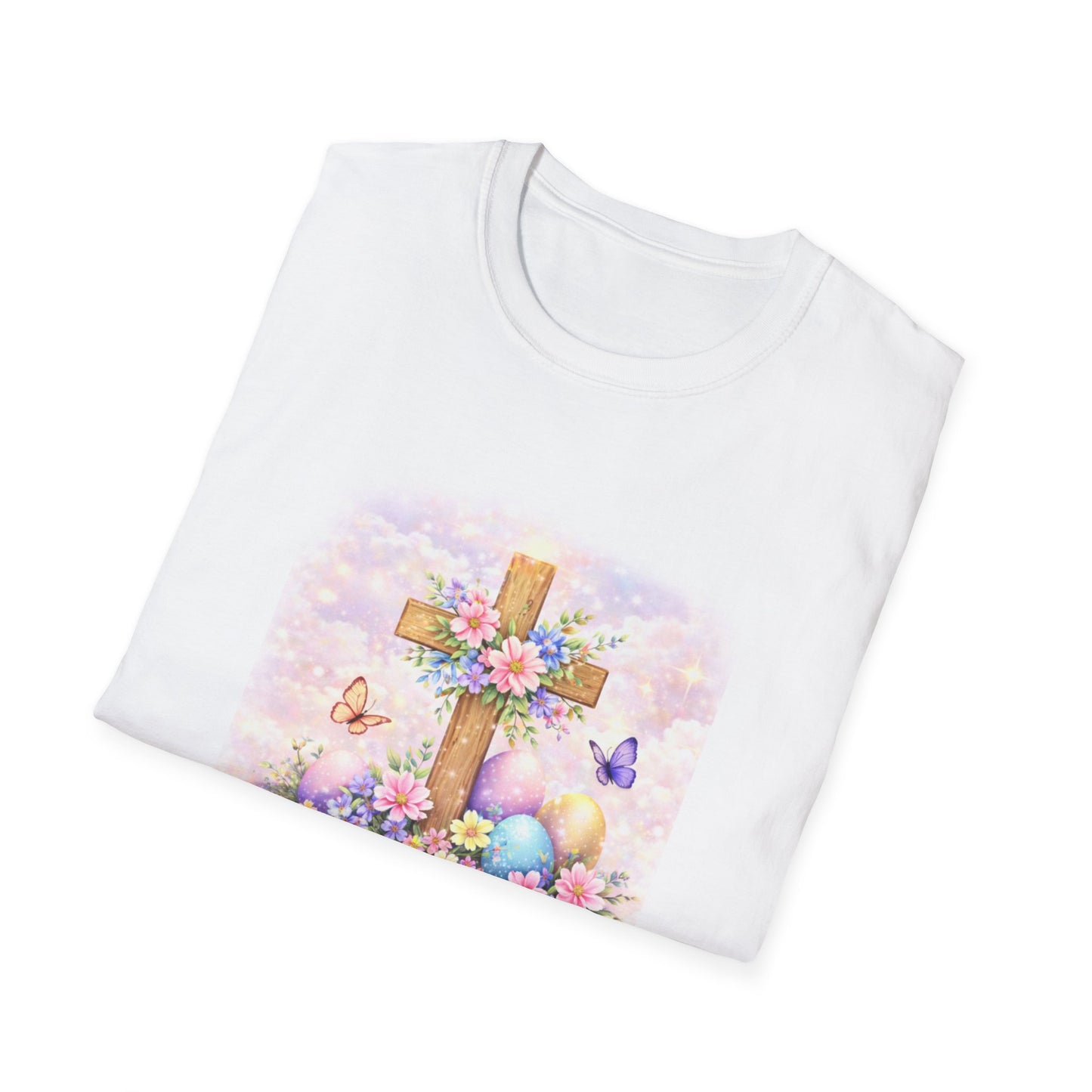 Blessed & Bloomin cross floral Easter T-Shirt | Christian spring design