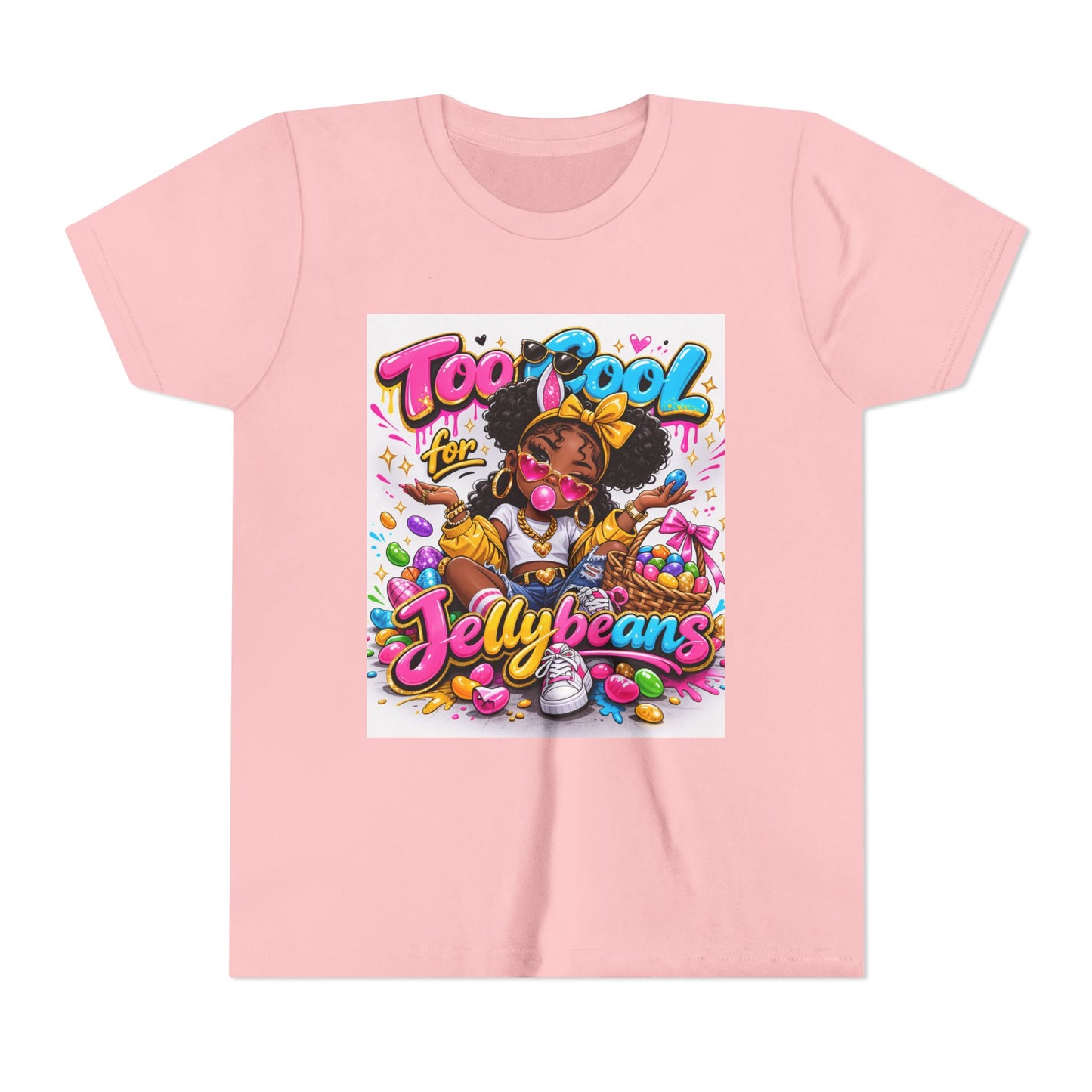 Youth Tee — "Too Cool for Jellybeans" Bubblegum Boss