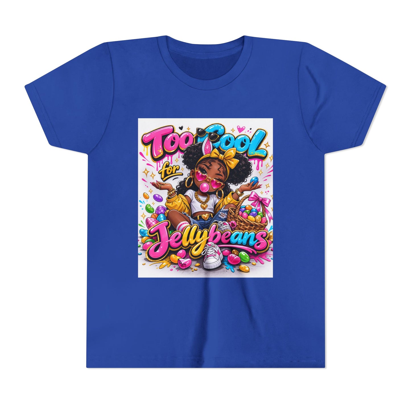 Youth Tee — "Too Cool for Jellybeans" Bubblegum Boss