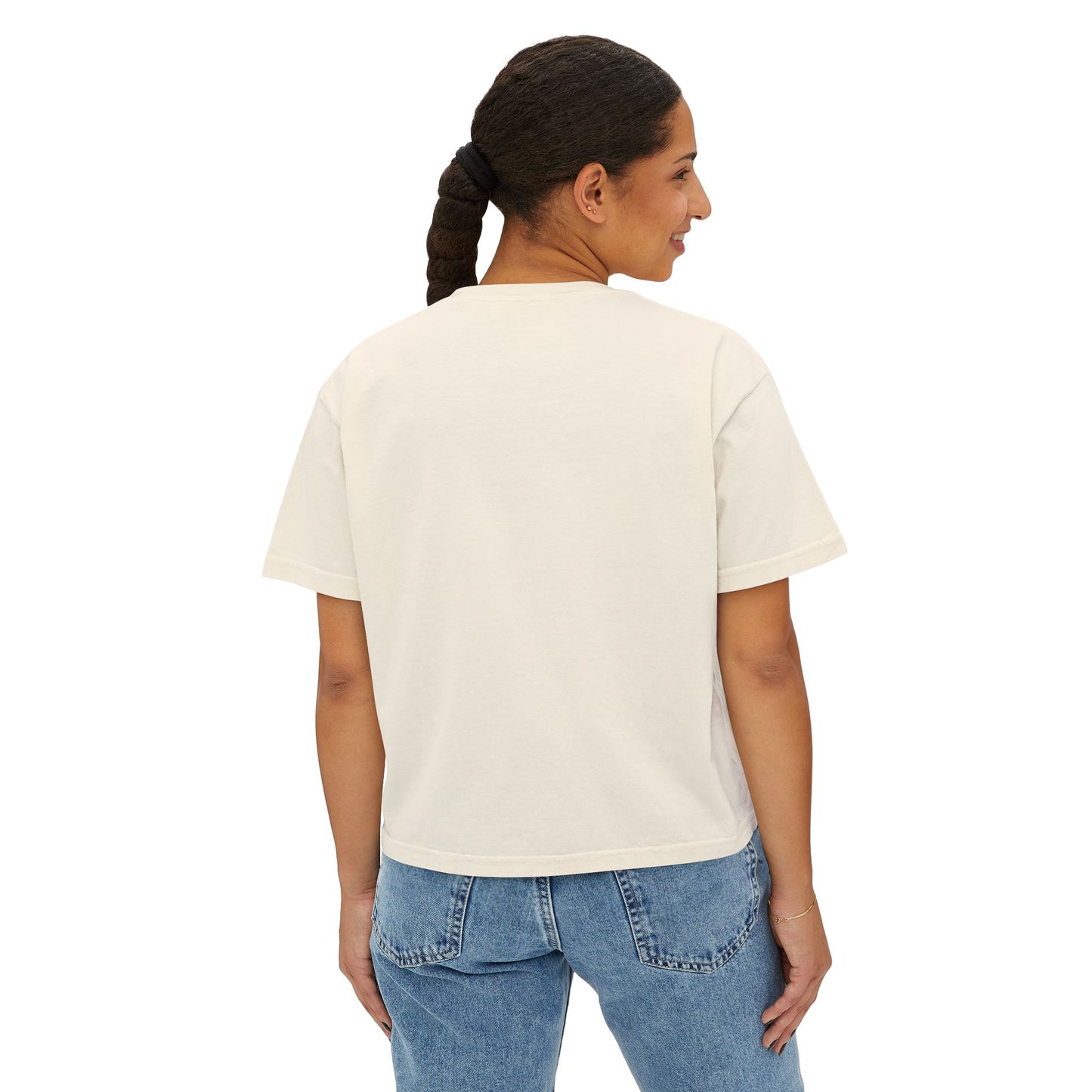Easter Bunny Party Boxy Tee — Women’s Graphic T-Shirt with Glam Bunny Girls