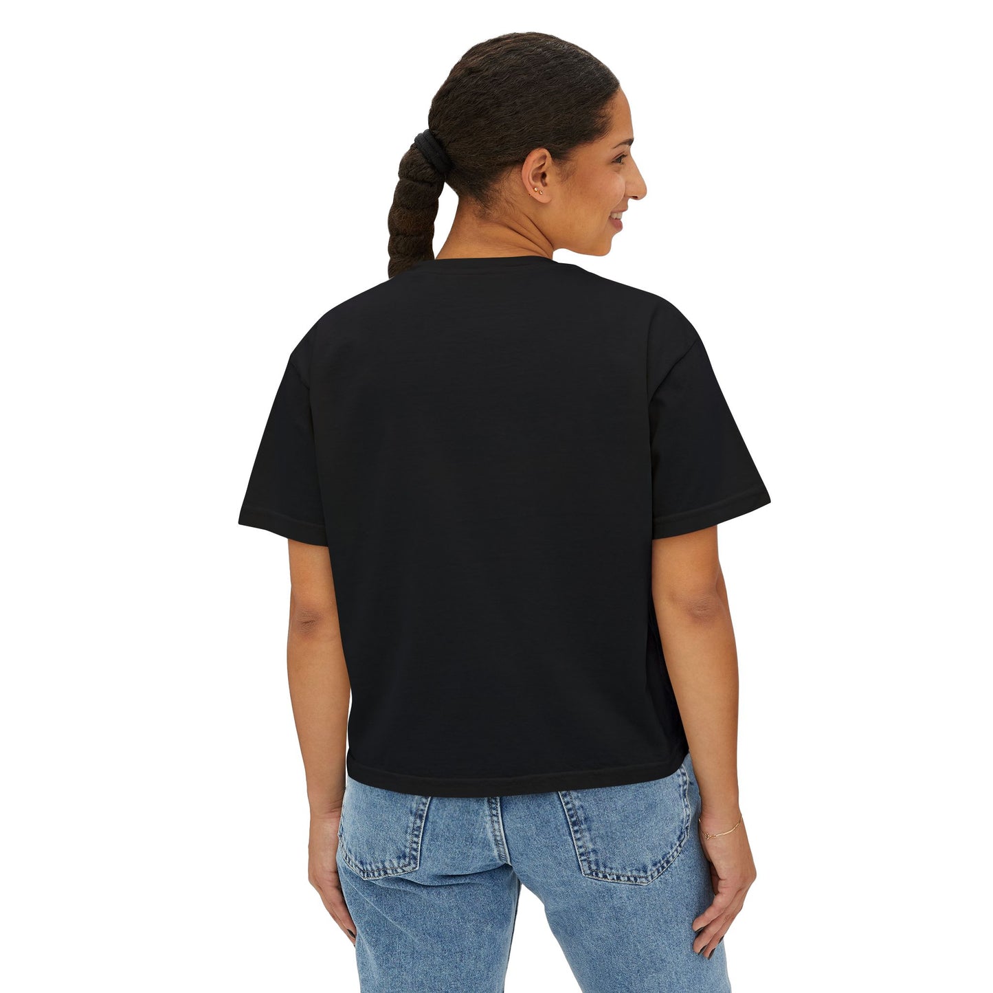 Easter Bunny Party Boxy Tee — Women’s Graphic T-Shirt with Glam Bunny Girls