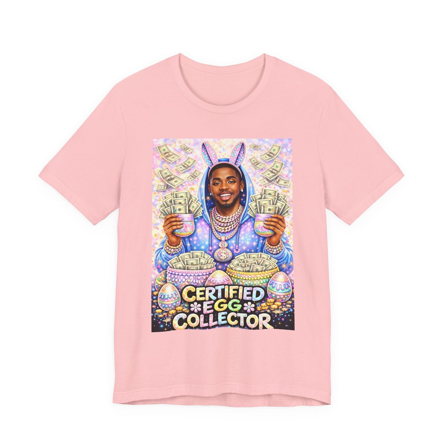 Certified Egg Collector T-Shirt — Funny Easter Bunny Money Graphic Tee