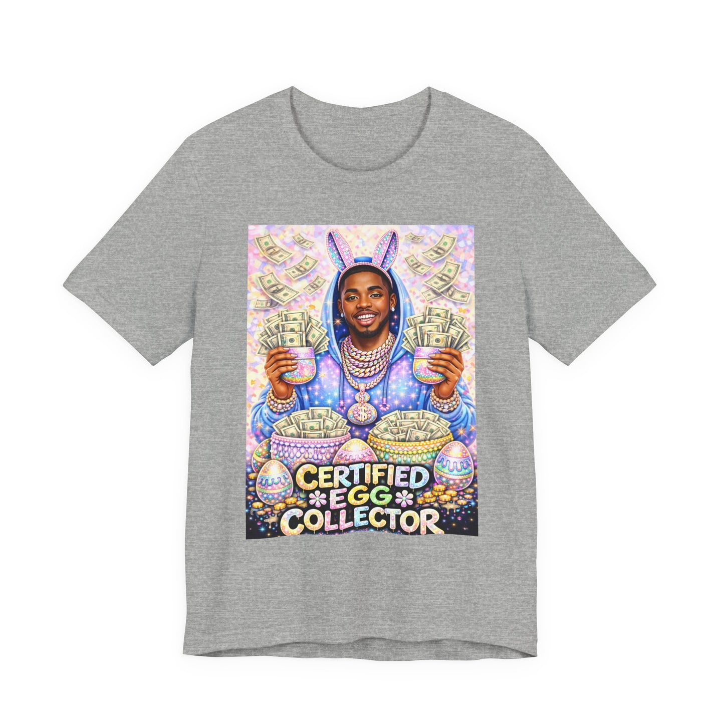 Certified Egg Collector T-Shirt — Funny Easter Bunny Money Graphic Tee