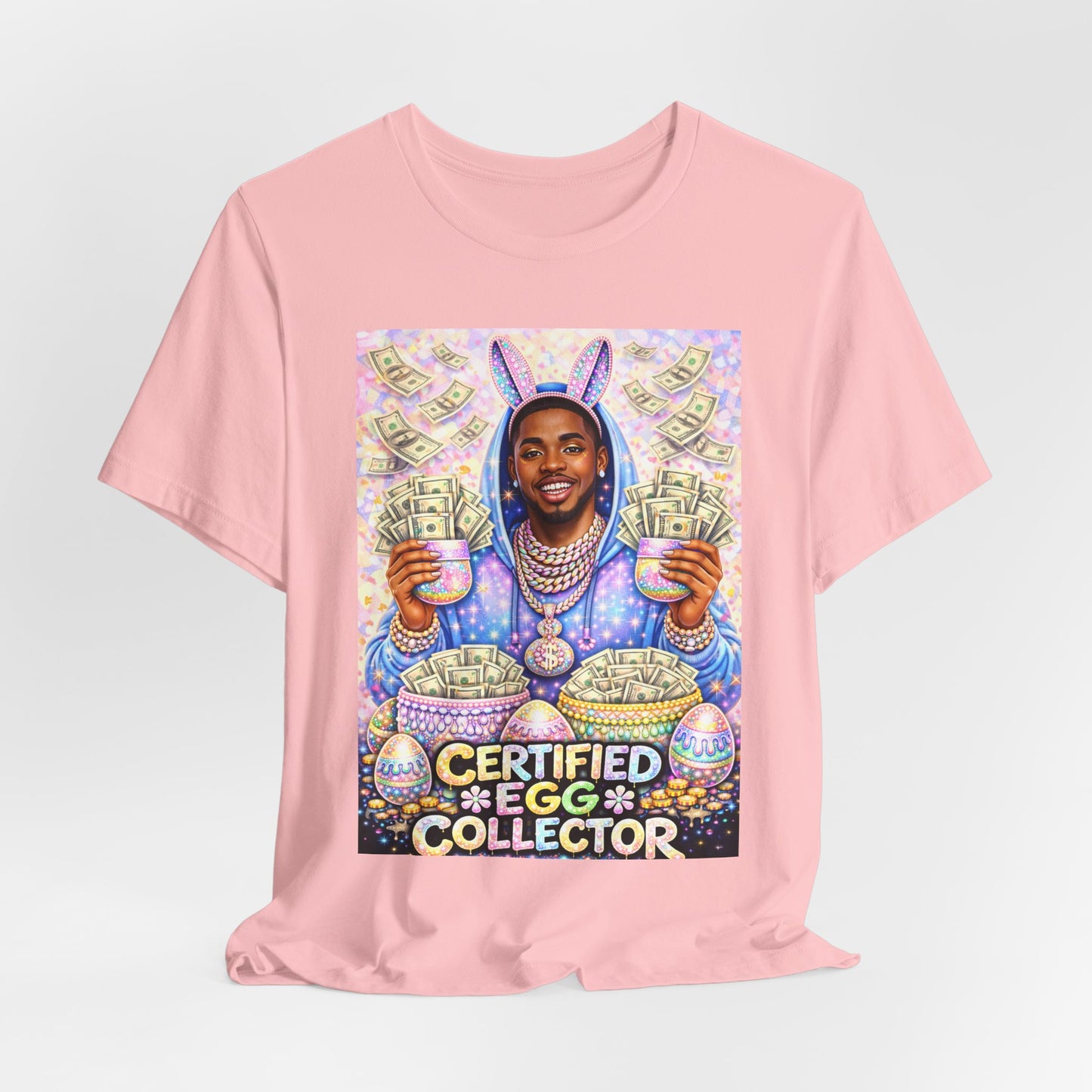 Certified Egg Collector T-Shirt — Funny Easter Bunny Money Graphic Tee