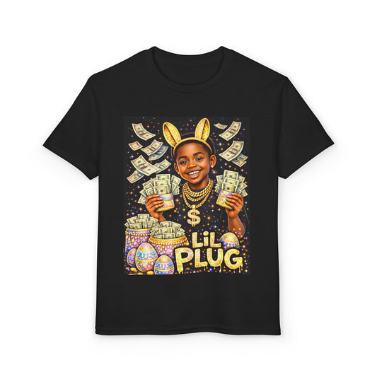 Lil Plug Kids T‑Shirt – Cartoon Money Bunny Graphic Tee for Boys & Girls