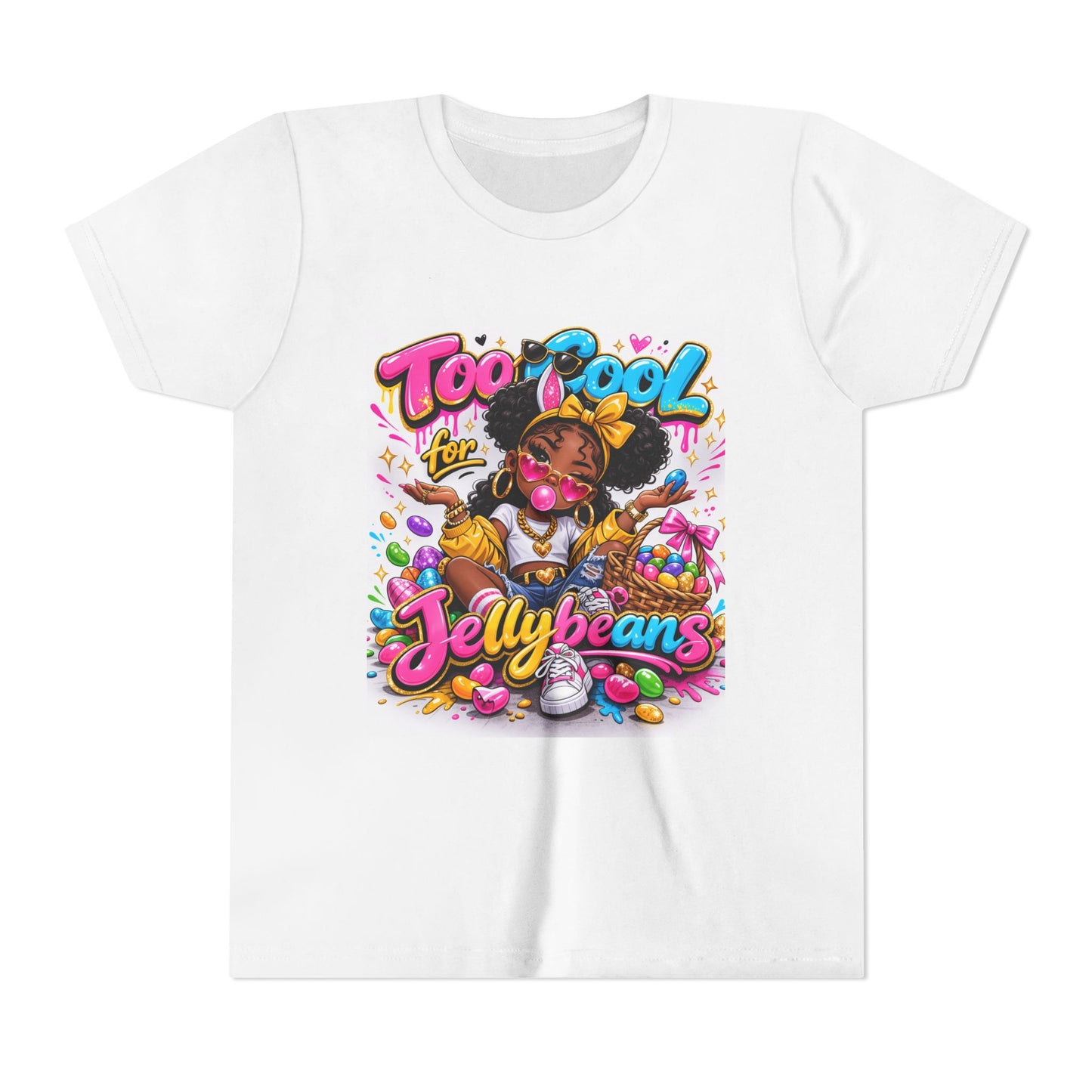 Youth Tee — "Too Cool for Jellybeans" Bubblegum Boss