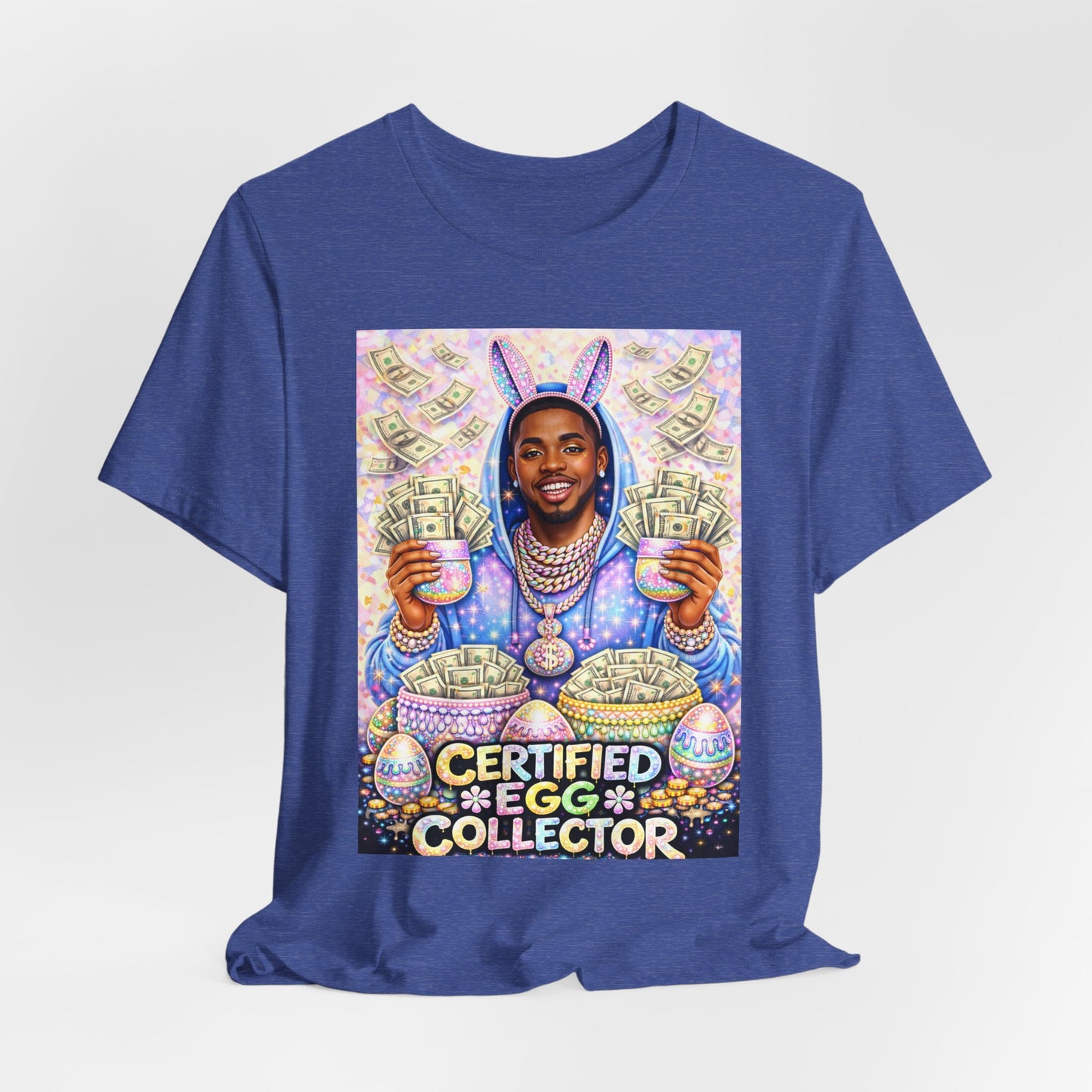 Certified Egg Collector T-Shirt — Funny Easter Bunny Money Graphic Tee