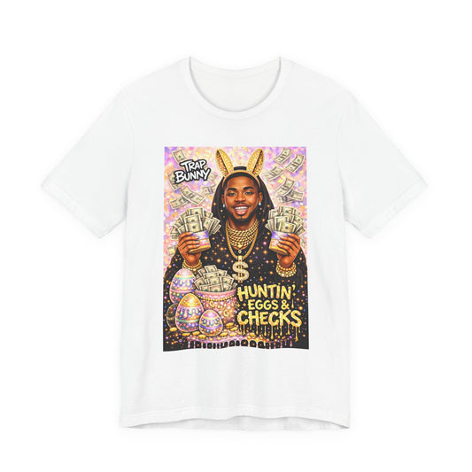 Trap Bunny "Huntin' Eggs & Checks" Tee - Easter Streetwear Graphic T-Shirt