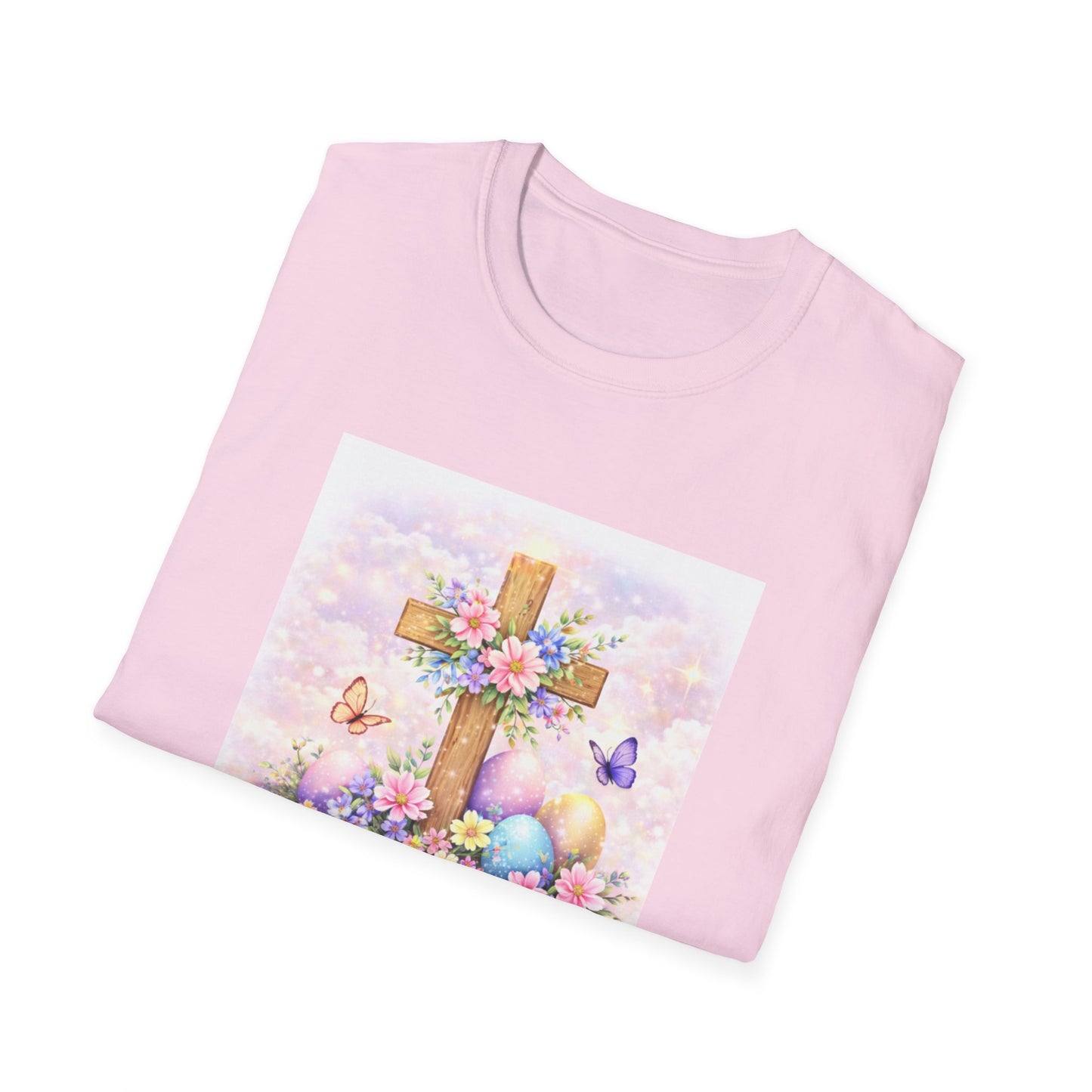 Blessed & Bloomin cross floral Easter T-Shirt | Christian spring design
