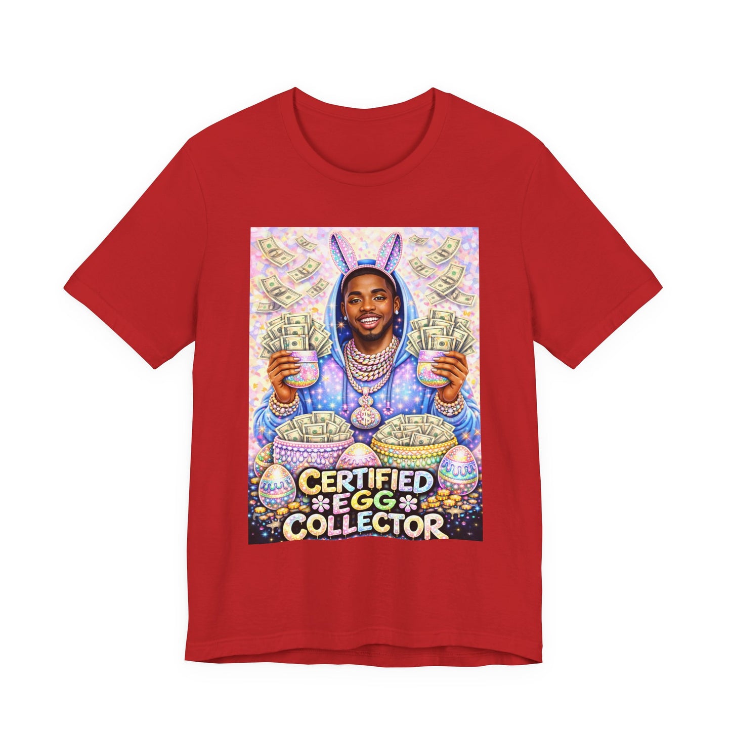 Certified Egg Collector T-Shirt — Funny Easter Bunny Money Graphic Tee