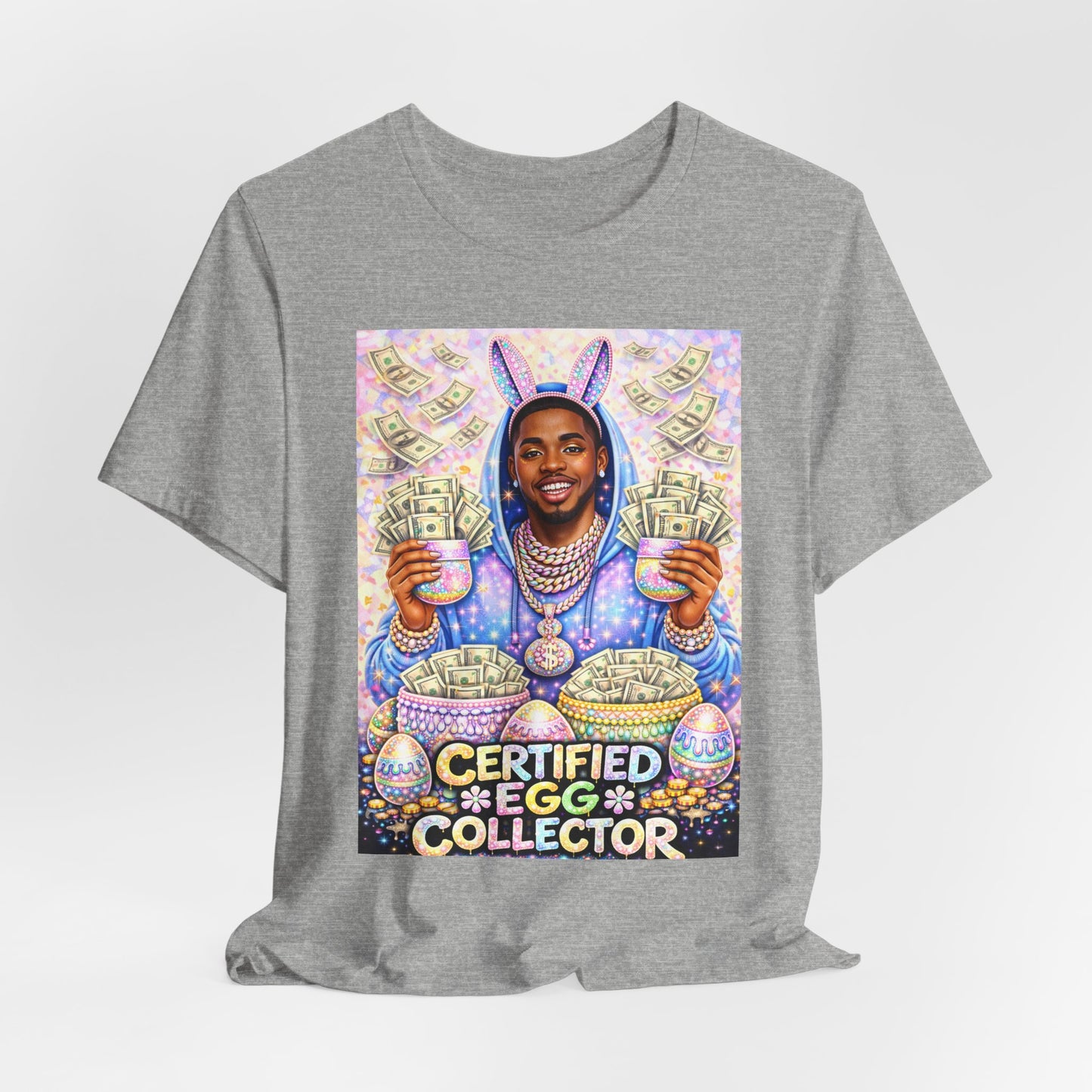 Certified Egg Collector T-Shirt — Funny Easter Bunny Money Graphic Tee