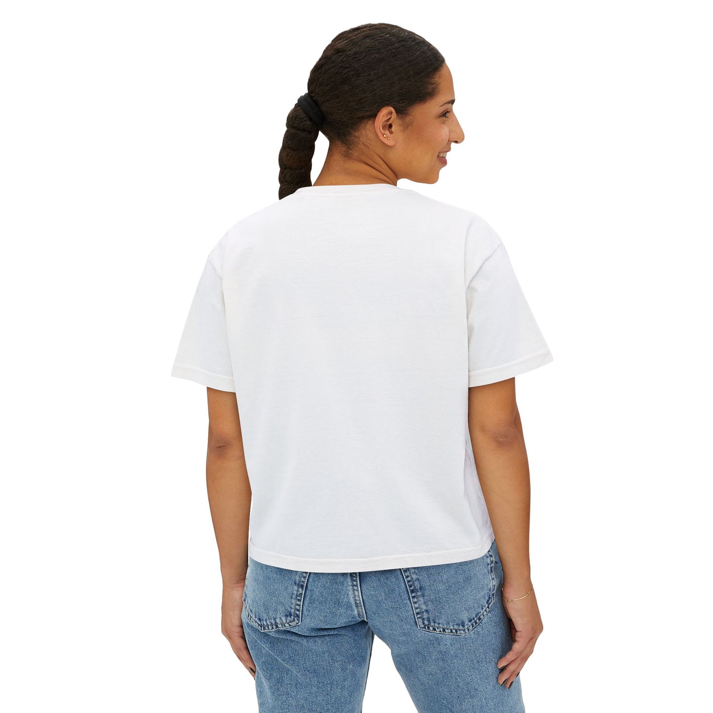 Easter Bunny Party Boxy Tee — Women’s Graphic T-Shirt with Glam Bunny Girls