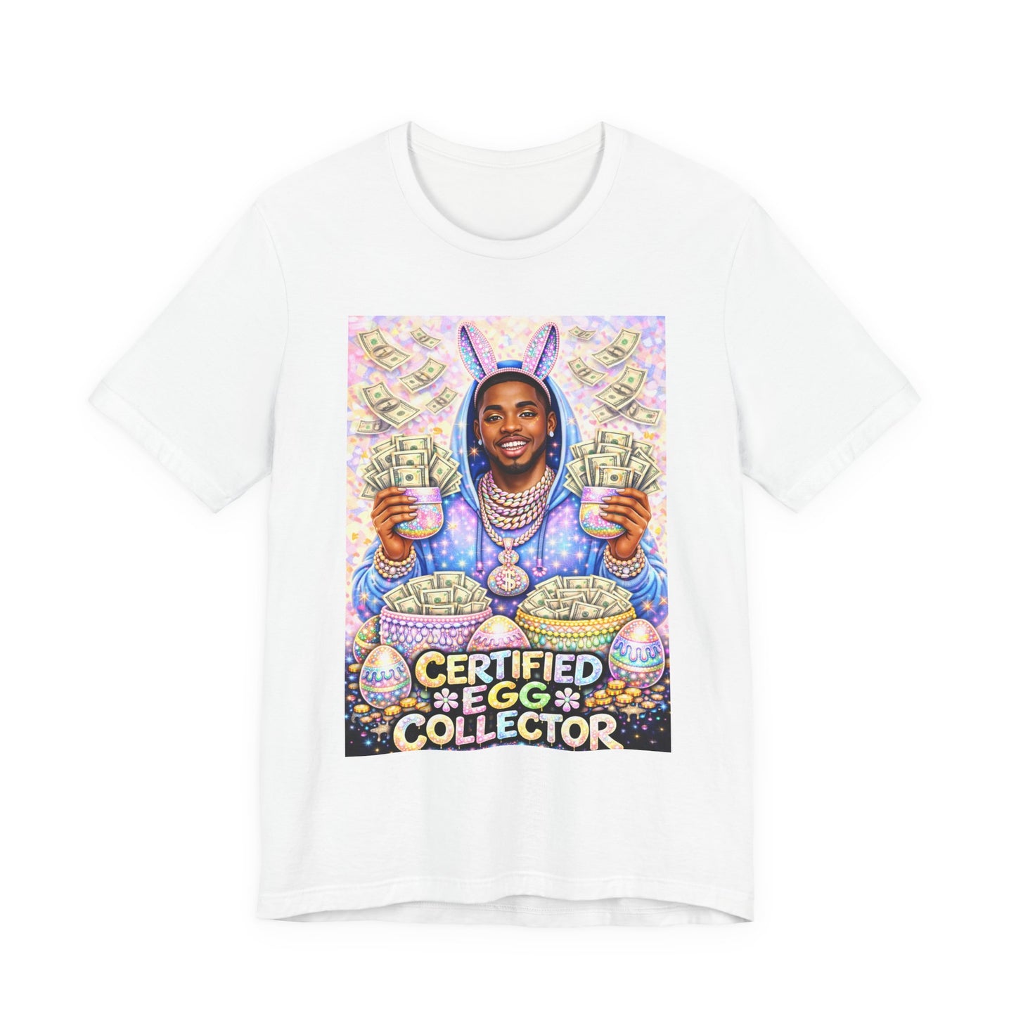 Certified Egg Collector T-Shirt — Funny Easter Bunny Money Graphic Tee